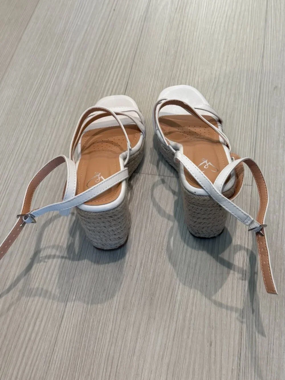 Windsor: White Strappy Espadrille Platform Wedge Sandals - Size 6